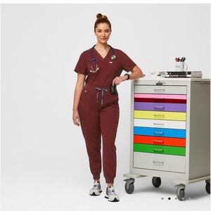 Figs scrubs in burgundy